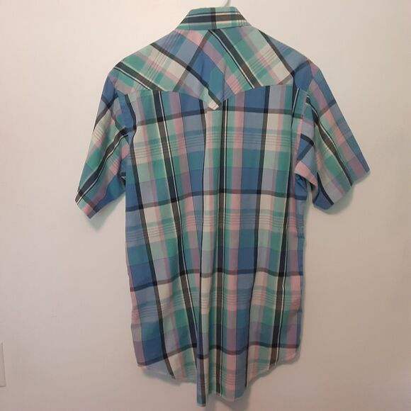 Wrangler Cowboy Cut Mens 15.5 X-Long Tails Pearl Snap Western Short Sleeve Shirt - Picture 7 of 9